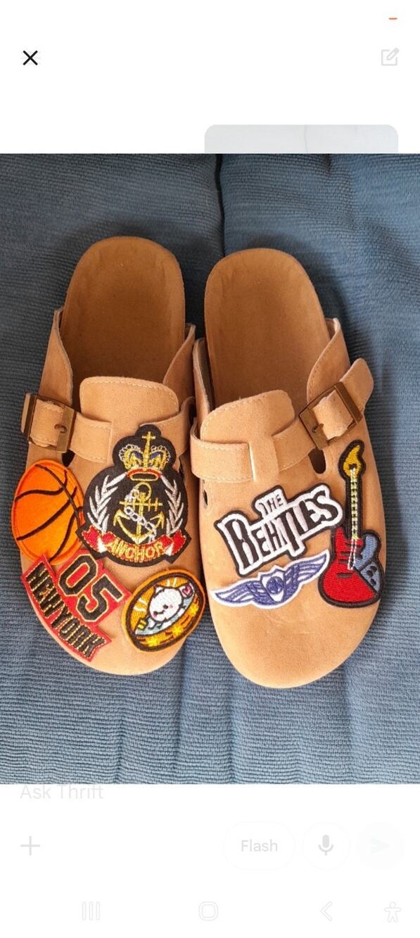 New Custom Patched Suede Mules Clogs Size CN 37-38 The Beatles New York Anchor